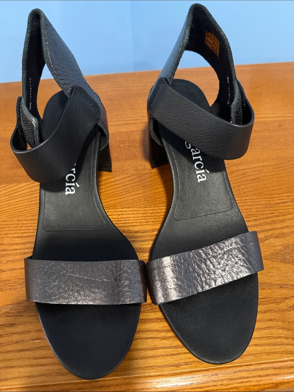 New Pedro Garcia Willa Metallic Leather Block Heel Sandals EU 40